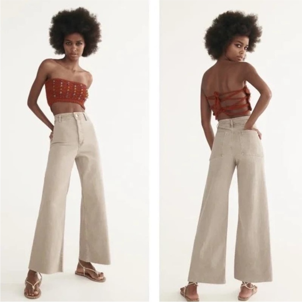 Beige Zara Marine Straight Pants, Size 2